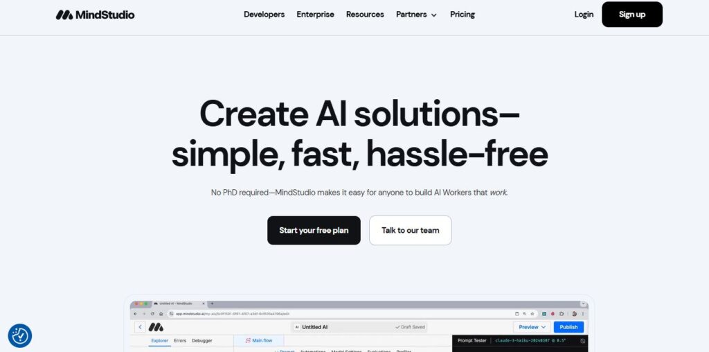 MindStudio homepage - Screenshot